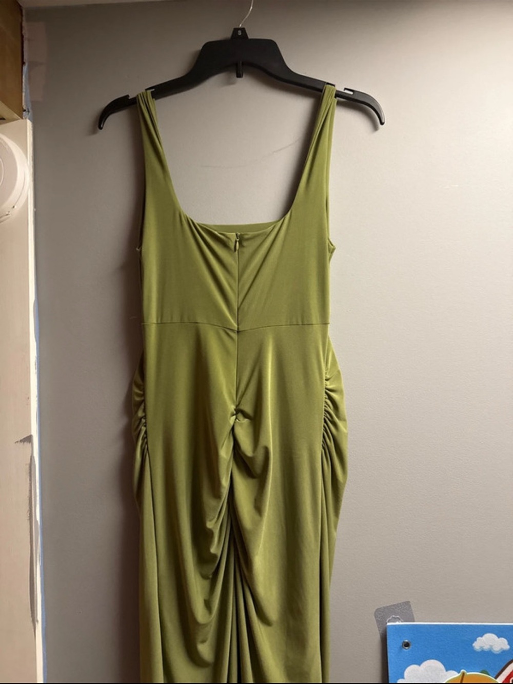 Olive Green Ruched Tank Dress - Women